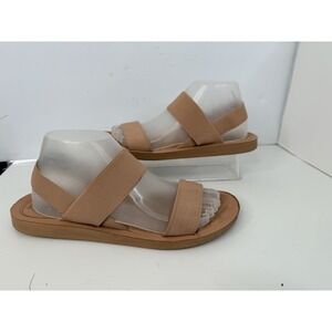 Steve Madden Rafa Sandals Womens 10M Tan Elastic Slingback Flat Comfort